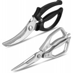 2PCS Kitchen Shears Set, Kitchen Scissors for Food Heavy Duty Come Apart Culinary Chef Scissors for Cutting Chicken Meat Chopping Vegetable Poultry Shears, Black & Silver