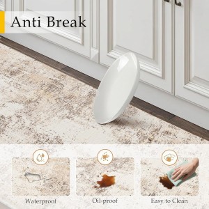 Kitchen Mats for Floor Set of 2 Anti Fatigue Waterproof Kitchen Rug Beige Grey Abstract Cushioned Non-Slip Kitchen Mats Comfort Standing Neutral Mat for Sink Laundry Office 17.3