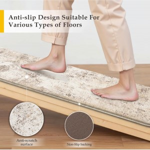 Kitchen Mats for Floor Set of 2 Anti Fatigue Waterproof Kitchen Rug Beige Grey Abstract Cushioned Non-Slip Kitchen Mats Comfort Standing Neutral Mat for Sink Laundry Office 17.3