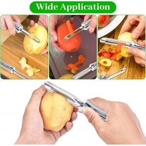 2 Pack Stainless Steel Potato Peelers for Kitchen, Swivel Fruit Vegetable Peeler with Easy Grip Ergonomic Handle Rotary Peeler for Carrot Potato Fruit Dishwasher Safe Kitchen Tool
