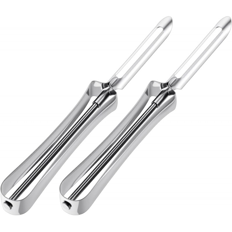 2 Pack Stainless Steel Potato Peelers for Kitchen, Swivel Fruit Vegetable Peeler with Easy Grip Ergonomic Handle Rotary Peeler for Carrot Potato Fruit Dishwasher Safe Kitchen Tool