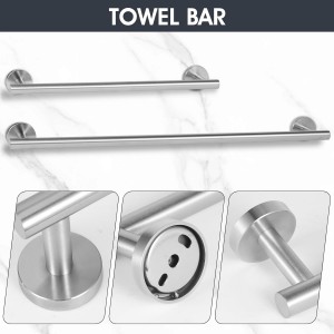 18 Piece Brushed Nickel Bathroom Hardware Set, Towel bar Set Include 24 inch Silver Towel bar, Bathroom Towel Rack, Towel Ring, Toilet Paper Holder, Towel Hook, Bathroom Accessories Set