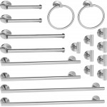 18 Piece Brushed Nickel Bathroom Hardware Set, Towel bar Set Include 24 inch Silver Towel bar, Bathroom Towel Rack, Towel Ring, Toilet Paper Holder, Towel Hook, Bathroom Accessories Set