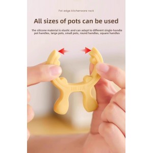 3 Pack Silicone Pot Clip Utensil Rest, Deer Antler Spoon Holder for Pot Handles, Boil Over Guard & Lid Lifter, Heat Resistant Spoon Rest for Kitchen, Fits Handles 0.5