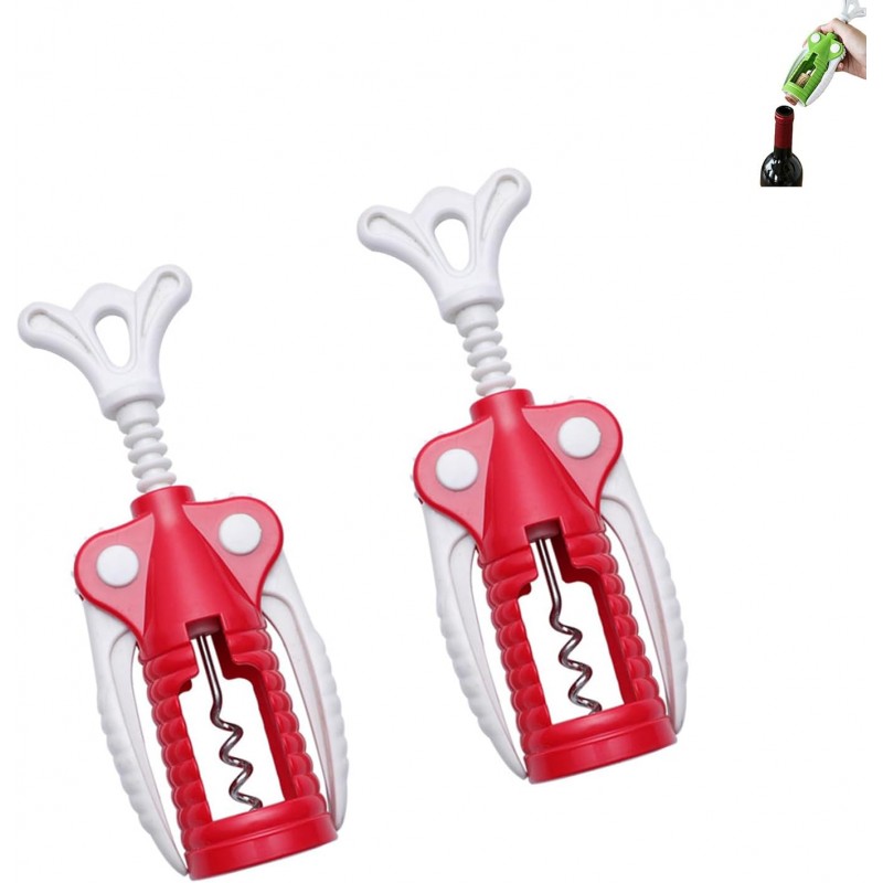 Wing Corkscrew 2 Packs, Wine Opener with Cork Screw for Kitchen, Restaurants, Bar (Red)