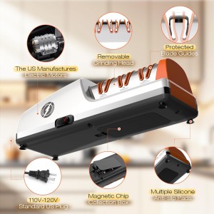 Replaceable Sharpener Electric Knife Sharpener, 3-Stage with 100% Diamond Abrasives & Precision Angle Guides, Kitchen Knife Sharpener with Sharpening and Polishing Function