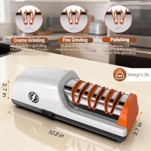Replaceable Sharpener Electric Knife Sharpener, 3-Stage with 100% Diamond Abrasives & Precision Angle Guides, Kitchen Knife Sharpener with Sharpening and Polishing Function