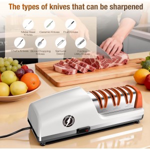 Replaceable Sharpener Electric Knife Sharpener, 3-Stage with 100% Diamond Abrasives & Precision Angle Guides, Kitchen Knife Sharpener with Sharpening and Polishing Function