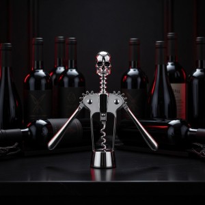 Homestia Silver Skull Skeleton Corkscrew Wine Bottle Opener - Gothnic Horror Lever Corkscrew - Unique Halloween Wine Accessory Gift for Men & Wine Lovers