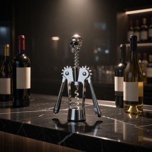 Homestia Silver Skull Skeleton Corkscrew Wine Bottle Opener - Gothnic Horror Lever Corkscrew - Unique Halloween Wine Accessory Gift for Men & Wine Lovers
