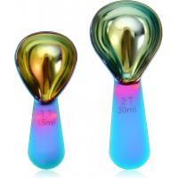2 Pcs Stainless Steel Coffee Scoop Set 1 & 2 Tbsp Measuring Spoons Short Handle Coffee Measuring Scoop Metal Tbsp Scoops for Coffees Beans Tea Sugar