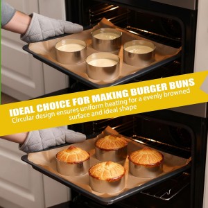4 Pack 4 Inch Hamburger Bun Rings Mold English Baking Muffin Rings Stainless Steel Non Stick Baking Round Mold for Eggs, Pancakes, Muffins Scones Dessert Making Tool