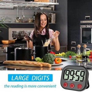 Kitchen Timer, Digital Visual Timer Magnetic Clock Stopwatch Countdown Timer, Large LCD Screen Display Big Digits, Loud Alarm for Cooking, Shower, Bathroom