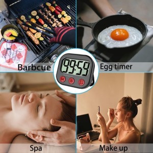 Kitchen Timer, Digital Visual Timer Magnetic Clock Stopwatch Countdown Timer, Large LCD Screen Display Big Digits, Loud Alarm for Cooking, Shower, Bathroom