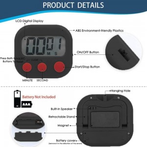 Kitchen Timer, Digital Visual Timer Magnetic Clock Stopwatch Countdown Timer, Large LCD Screen Display Big Digits, Loud Alarm for Cooking, Shower, Bathroom