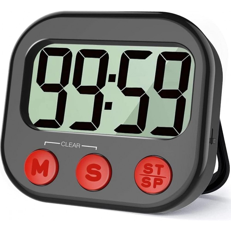 Kitchen Timer, Digital Visual Timer Magnetic Clock Stopwatch Countdown Timer, Large LCD Screen Display Big Digits, Loud Alarm for Cooking, Shower, Bathroom