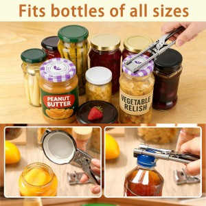 2PCS 2026 New Adjustable Stainless Steel Jar Opener, Upgrade Multifunctional Stainless Steel Can Opener, Jar Lid Gripper Bottle Opener Kitchen Accessories