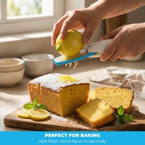 Lemon Juicer and Zester 2-in-1 Manual Citrus Squeezer with Stainless Steel Zester, Hand Lemon Press for Cocktails, Baking & Cooking, Dishwasher Safe