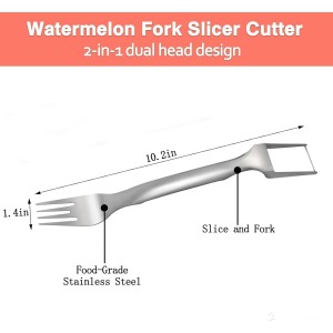 Watermelon Cutter, 2-in-1 Stainless Steel Fruit Cutter, Dual Head Watermelon Fork Slicer Tool, Summer Fruit Cutting Kitchen Gadget for Home (1PCS)
