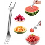 Watermelon Cutter, 2-in-1 Stainless Steel Fruit Cutter, Dual Head Watermelon Fork Slicer Tool, Summer Fruit Cutting Kitchen Gadget for Home (1PCS)