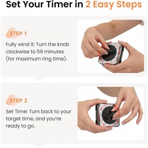 Mechanical Kitchen Timer with Magnet: Wind Up Cooking Timer Clock with Loud Alarm, Kitchen Timers for Cooking, No Battery Manual Food Timer for Baking, BBQ, Seniors & Daily Reminders