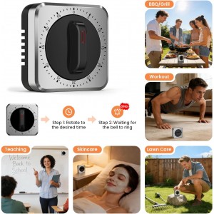 Mechanical Kitchen Timer with Magnet: Wind Up Cooking Timer Clock with Loud Alarm, Kitchen Timers for Cooking, No Battery Manual Food Timer for Baking, BBQ, Seniors & Daily Reminders