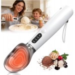 Heated Ice Cream Scoop - 3-Speed Electric Warming Scooper, Rechargeable USB-C Fast Charge with LED Display, IP67 Waterproof Head for Hard Ice Cream/Gelato, Easy to Clean - White