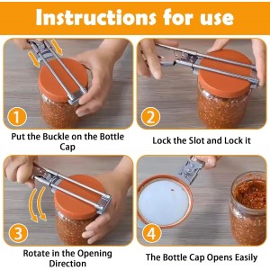 2-Pack Adjustable Stainless Steel Jar Opener, Multifunctional Jar Opener for Weak Hands, Seniors with Arthritis, Includes Keychain Opener and Anti-slip sleeve, Opens Jars, Bottles, Containers Easily