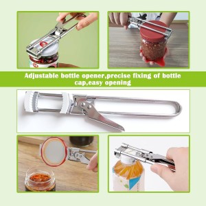 2-Pack Adjustable Stainless Steel Jar Opener, Multifunctional Jar Opener for Weak Hands, Seniors with Arthritis, Includes Keychain Opener and Anti-slip sleeve, Opens Jars, Bottles, Containers Easily