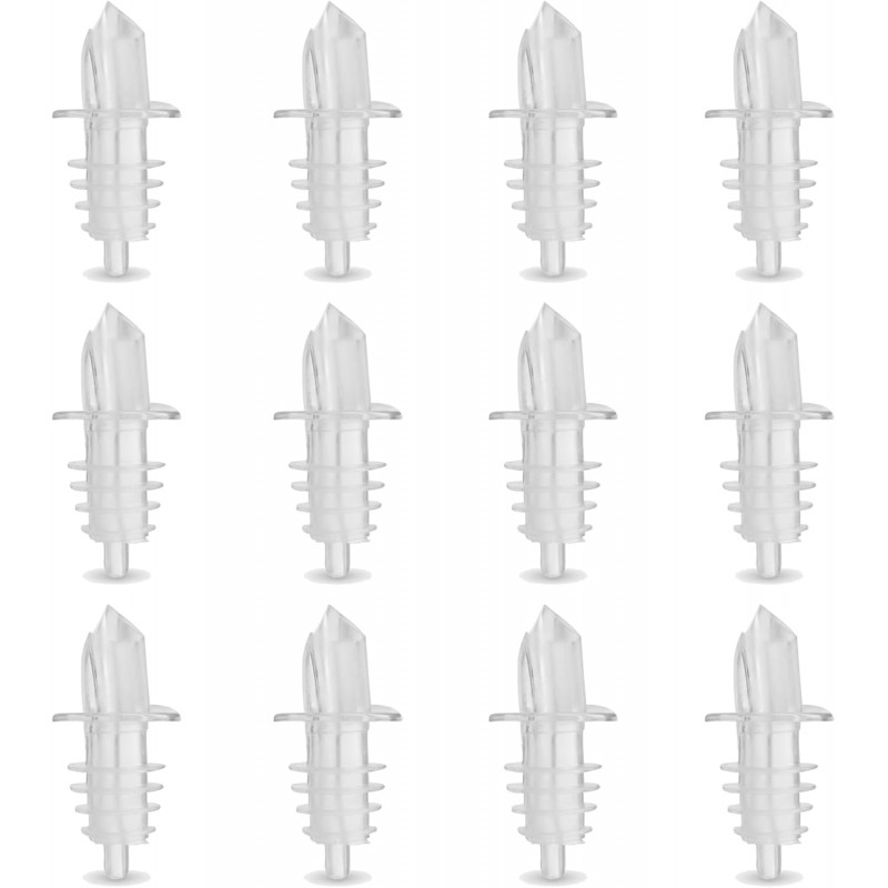 Liquor Bottle Pourers – Clear Speed Pourers with Universal Fit, Drip-Free Alcohol Bottle Pour Spouts for Home Bar, Restaurant, Lounge, and Bartending Use - 12 Pack