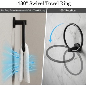 10-Pieces Matte Black Bathroom Accessories Set, 16 Inch Bath Towel Bar Set, SUS 304 Stainless Steel Hardware Set, Towel Racks, Hand Towel Holder, Black Shower Sets for Bathroom Decor Wall Mounted