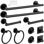 10-Pieces Matte Black Bathroom Accessories Set, 16 Inch Bath Towel Bar Set, SUS 304 Stainless Steel Hardware Set, Towel Racks, Hand Towel Holder, Black Shower Sets for Bathroom Decor Wall Mounted