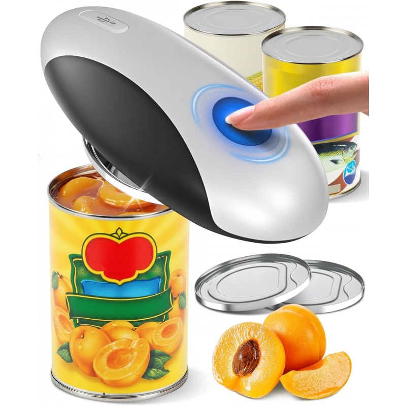 Electric Can Opener, Automatic Rechargeable Can Openers with One-Touch Smooth Edge & Magnetic Lid - Hands-Free Easy-Grip Opener for Seniors with Arthritis and Most Cans