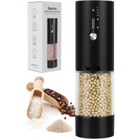 118ml Large Capacity Electric Salt,Pepper and Spice Grinder,USB-C Rechargeable Automatic Mill with 15 Precise Settings, LED Light, Premium Matte Black Kitchen Gadget [Single Pack]