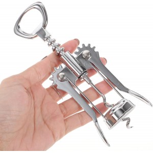 Lurrose Wing Corkscrew Wine Opener Stainless Steel Multifunction Bottle Opening Tool for Home Bar Use with Silver Finish