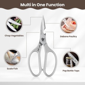 LEEPENK Kitchen Scissors All Purpose 2 Packs,Stainless Steel Kitchen Shear Dishwasher Safe,Heavy Duty Poultry Shears with Non-Slip Handle & Safety Lock,Cooking Scissor for Food