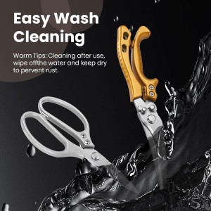 LEEPENK Kitchen Scissors All Purpose 2 Packs,Stainless Steel Kitchen Shear Dishwasher Safe,Heavy Duty Poultry Shears with Non-Slip Handle & Safety Lock,Cooking Scissor for Food