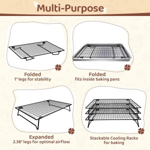 3 Tier Stackable Cooling Rack for Cooking and Baking, Wire Rack for Baking Sheet w/50 Parchment Papers, 13.4