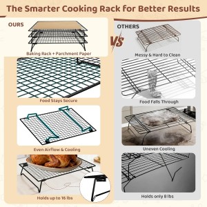 3 Tier Stackable Cooling Rack for Cooking and Baking, Wire Rack for Baking Sheet w/50 Parchment Papers, 13.4
