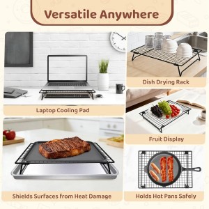 3 Tier Stackable Cooling Rack for Cooking and Baking, Wire Rack for Baking Sheet w/50 Parchment Papers, 13.4