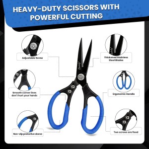 2 Pack Heavy Duty All Purpose Scissors, Stainless Steel Sharp Leather Shears, Cardboard Scissors for Home, Garden, Office, Craft, Sewing