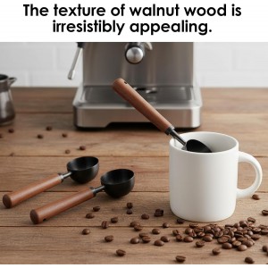Vintage Coffee Measuring Spoon - 10g Capacity Stainless Steel Coffee Scoop with Walnut Handle - Retro Kitchen Tablespoon Utensil for Scooping, Measuring and Serving Coffees, Tea, and More