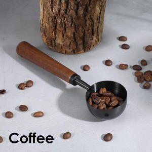 Vintage Coffee Measuring Spoon - 10g Capacity Stainless Steel Coffee Scoop with Walnut Handle - Retro Kitchen Tablespoon Utensil for Scooping, Measuring and Serving Coffees, Tea, and More