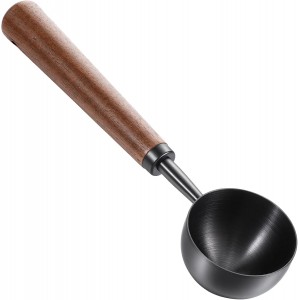 Vintage Coffee Measuring Spoon - 10g Capacity Stainless Steel Coffee Scoop with Walnut Handle - Retro Kitchen Tablespoon Utensil for Scooping, Measuring and Serving Coffees, Tea, and More