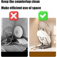 Kitchen Pot Lid Organizer - Stainless Steel Pot Lid Holder While Cooking & Spoon Rest with Removable Drip Tray for Countertop