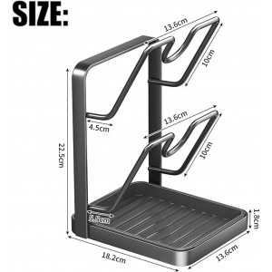 Kitchen Pot Lid Organizer - Stainless Steel Pot Lid Holder While Cooking & Spoon Rest with Removable Drip Tray for Countertop