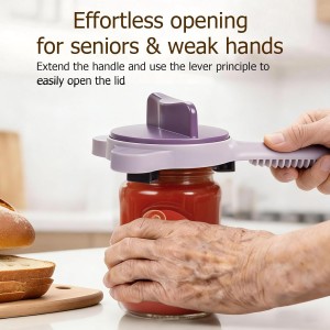 4-in-1 Jar Opener, Adjustable Jar Opener for Seniors, Kitchen Tool Designed Specifically for Seniors and Those with Limited Physical Strength, Suitable For Beer, Salad Dressing, Jar (Purple)