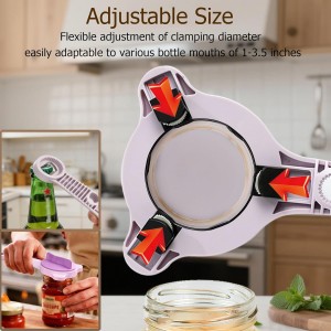 4-in-1 Jar Opener, Adjustable Jar Opener for Seniors, Kitchen Tool Designed Specifically for Seniors and Those with Limited Physical Strength, Suitable For Beer, Salad Dressing, Jar (Purple)