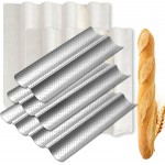 Sliner 5 Pack Nonstick Baguette Bread Pan for French Bread Baking 15 Inch 2&3&4 Loaves Baguette Baking Tray for Sourdough 2 Pcs Proofing Cloth Dough Suitable for Creating Crisp Golden Brown Crust