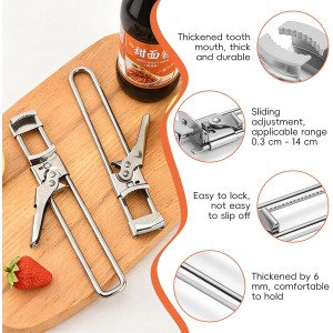 2 Pack Adjustable Stainless Steel Jar Opener for Seniors with Arthritis, Manual Lid Remover with Non-Slip Clamp, Easy Grip Bottle Opener Gadget for 0.8